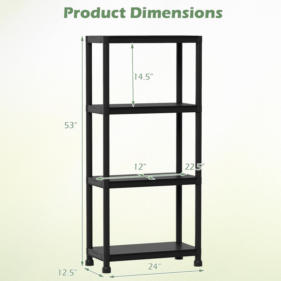 Giantex 4-Tier Heavy-Duty Plastic Storage Shelves (24" x 12.5" x 53")