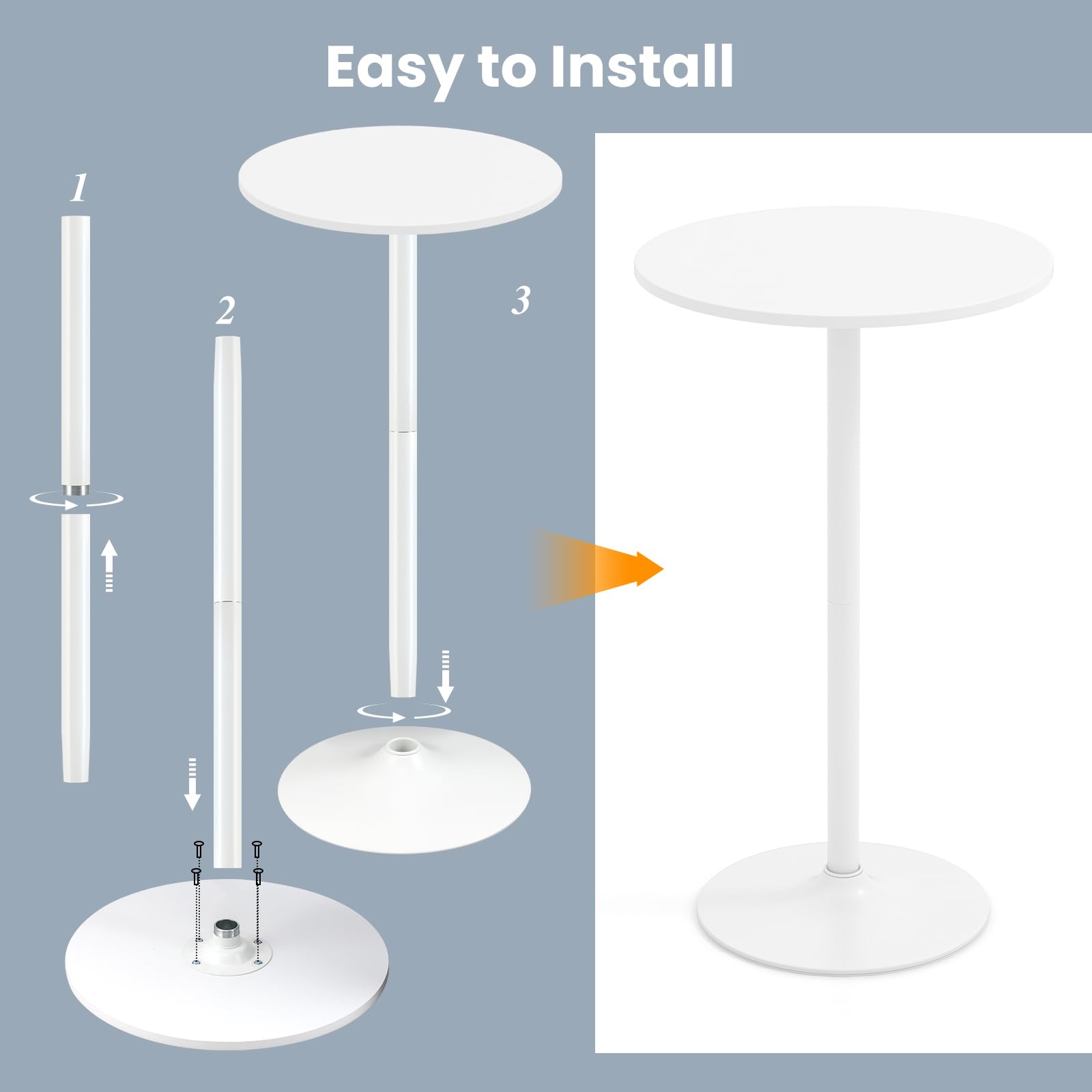 Giantex Two-in-one Bar Table with Detachable Pole, Metal Base, 24" Round Top, 40"/22" Two Convertible Height