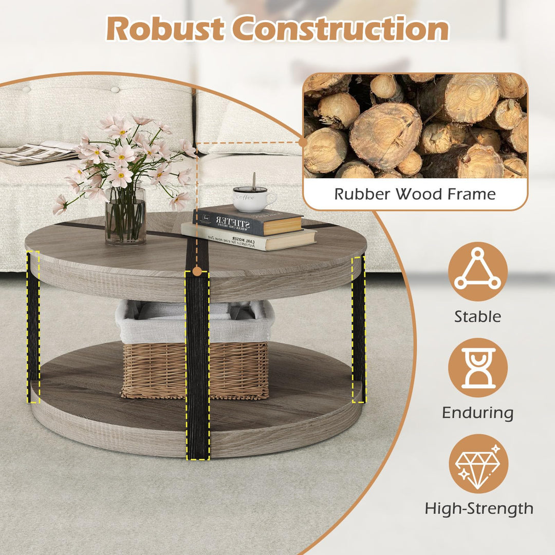 Giantex 2 Tier Round Coffee for Living Room Reception Room