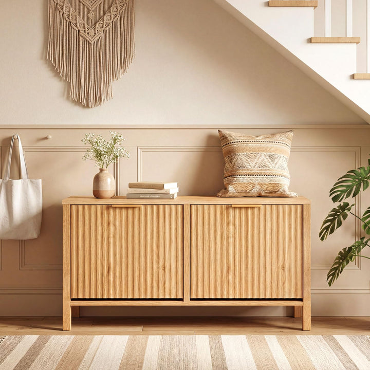 Giantex Shoe Storage Bench with 2 Flip Drawers for Entry Way