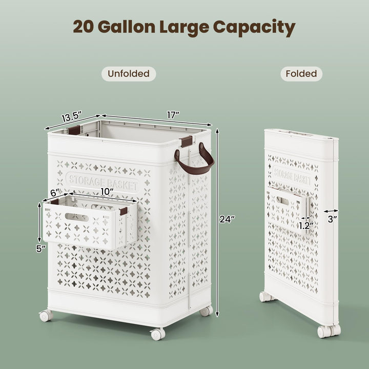 Giantex 75L Collapsible Laundry Basket with Wheels