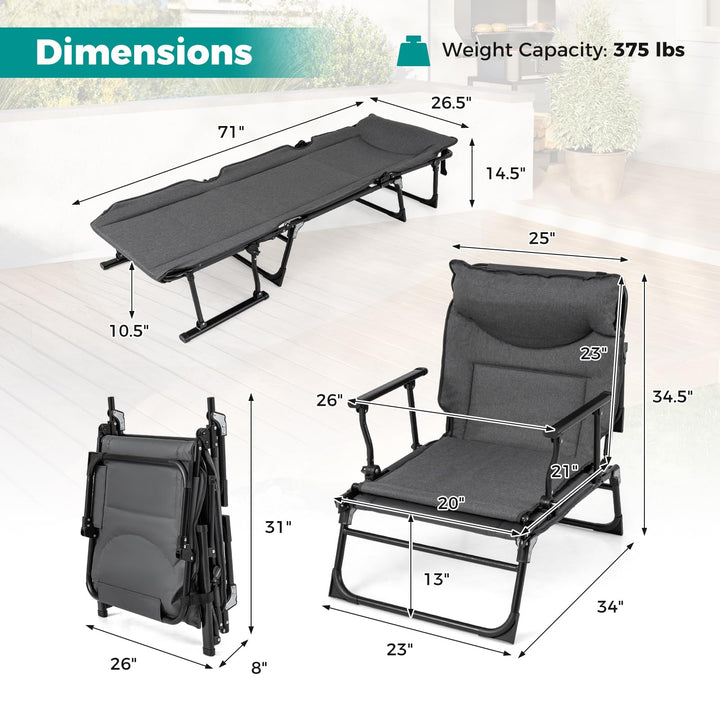 Giantex Folding Patio Lounge Chair with 6 Backrest Positions