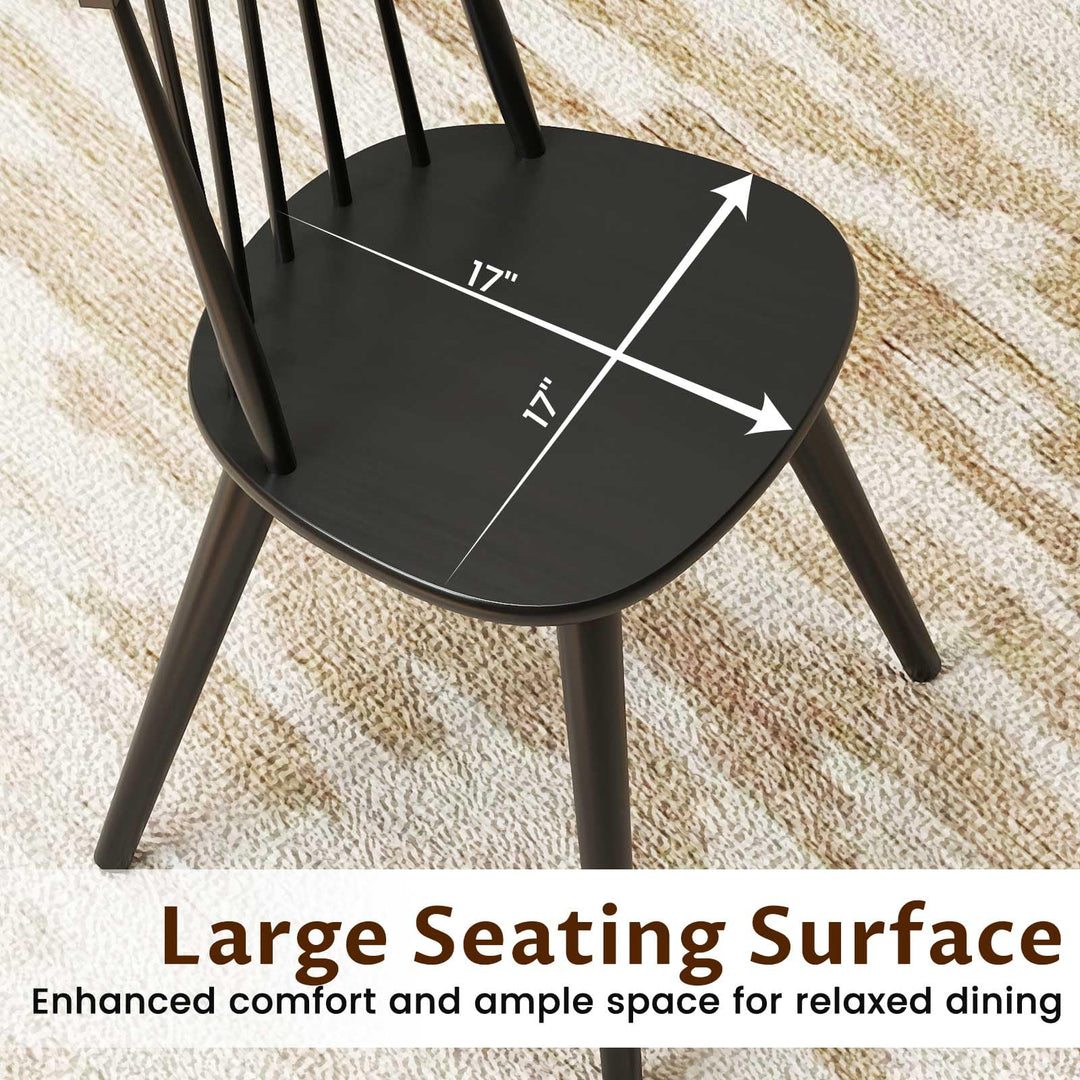 Giantex Windsor Dining Chairs Set of 2/4 Farmhouse Wooden Black Kitchen Chairs