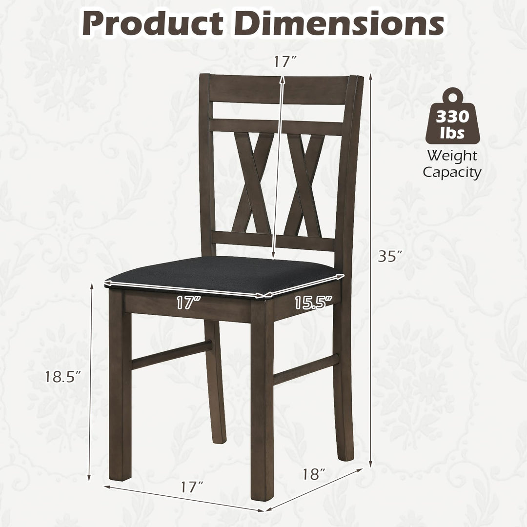 Giantex Wood Dining Chairs Set of 2/4 Linen Style Upholstered Kitchen Chairs with Dual X-Shaped Back
