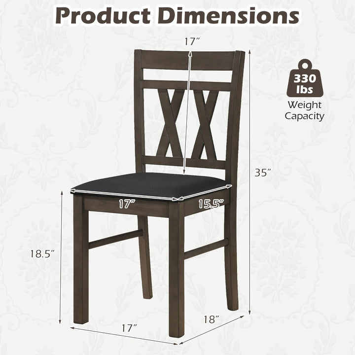 Giantex Wood Dining Chairs Set of 2/4 Linen Style Upholstered Kitchen Chairs with Dual X-Shaped Back