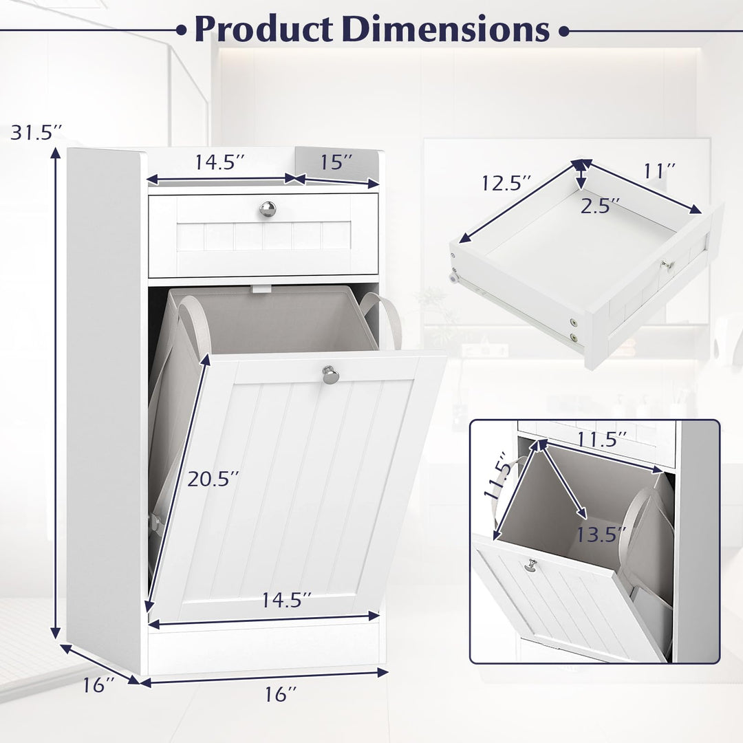 Giantex Tilt-Out Laundry Hamper Cabinet (16"x 16"x 31.5")