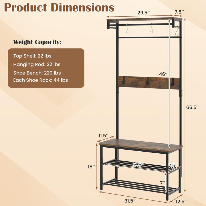 Giantex 4 in 1 Hall Tree with Bench and Shoe Storage