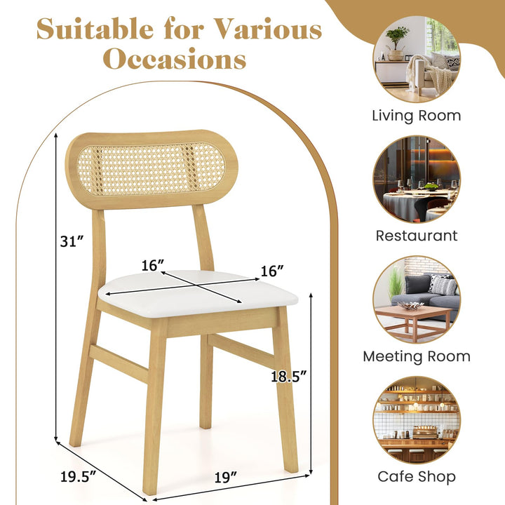 Giantex Faux Leather Upholstered Kitchen Chairs w/Breathable Mesh Cane Backrest