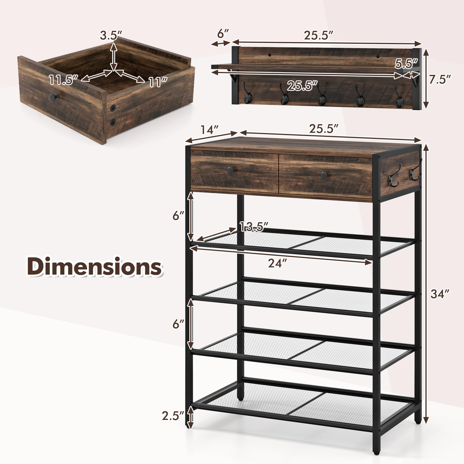 Giantex Coat Rack Shoe Stand Set