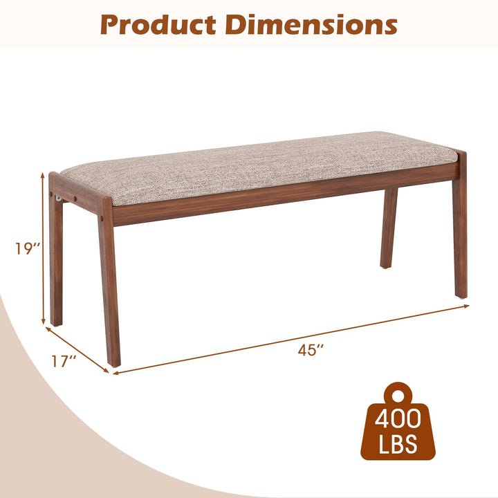 Giantex 45" Upholstered Entryway Bench with Rubber Wood Legs and Fabric Padded Seat