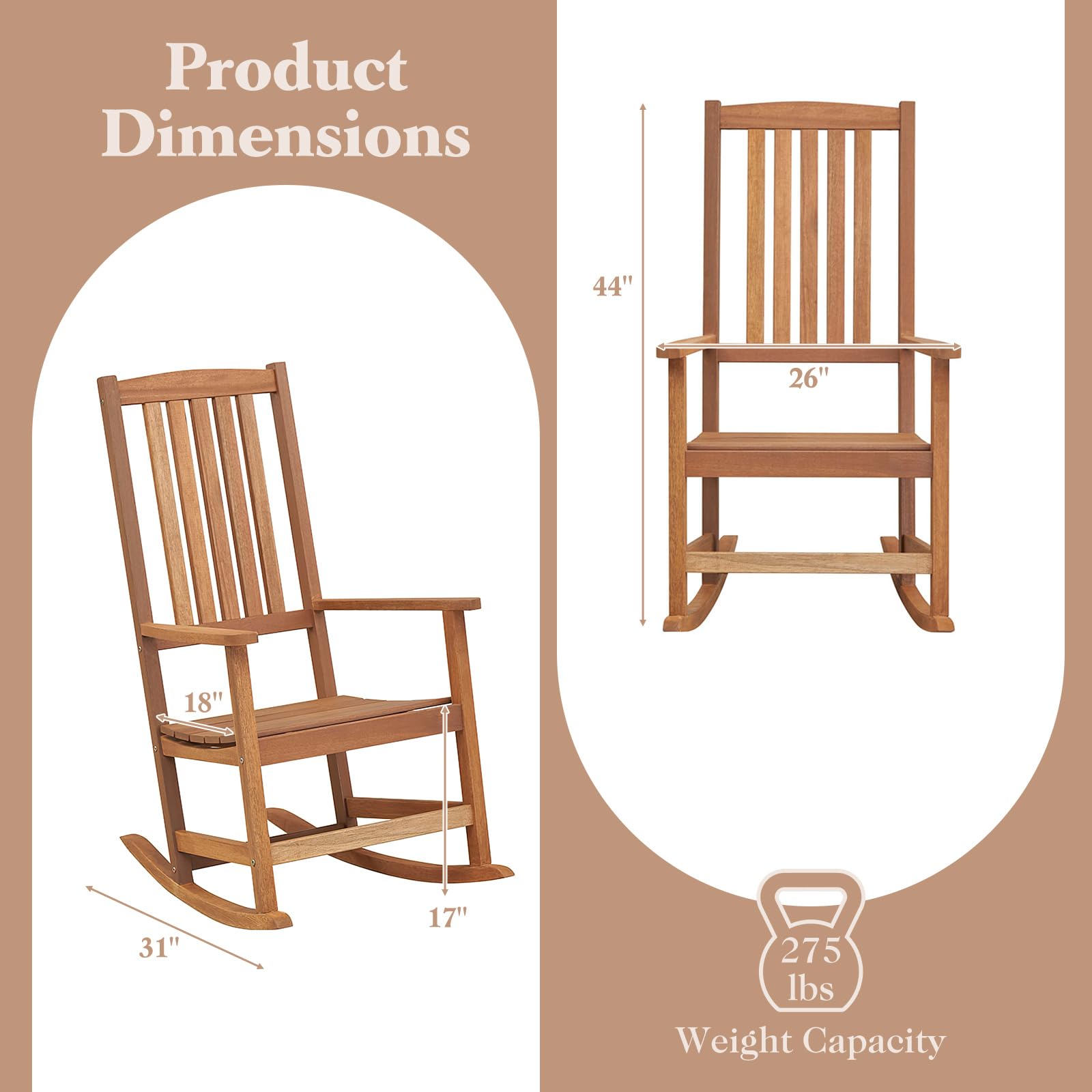 Giantex Outdoor Rocking Chair, High Back Patio Rocker