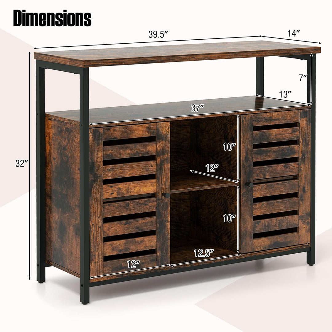 Giantex Buffet Cabinet, Kitchen Sideboard with 2 Storage Cupboards, Open Shelves, 2 Cubes, Anti-Tipping Kits