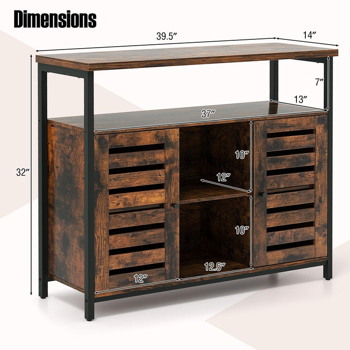 Giantex Buffet Cabinet, Kitchen Sideboard with 2 Storage Cupboards, Open Shelves, 2 Cubes, Anti-Tipping Kits