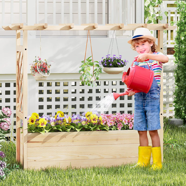 Giantex Raised Garden Bed with Sided Trellis and Hanging Roof