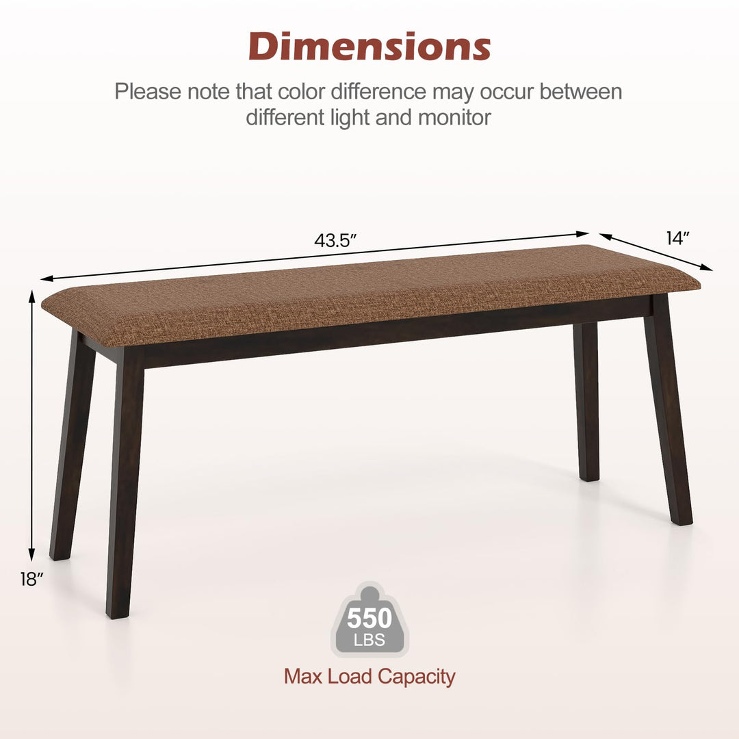 GIANTEX 43.5" Upholstered Dining Bench with Rubber Wood Frame (1/2)
