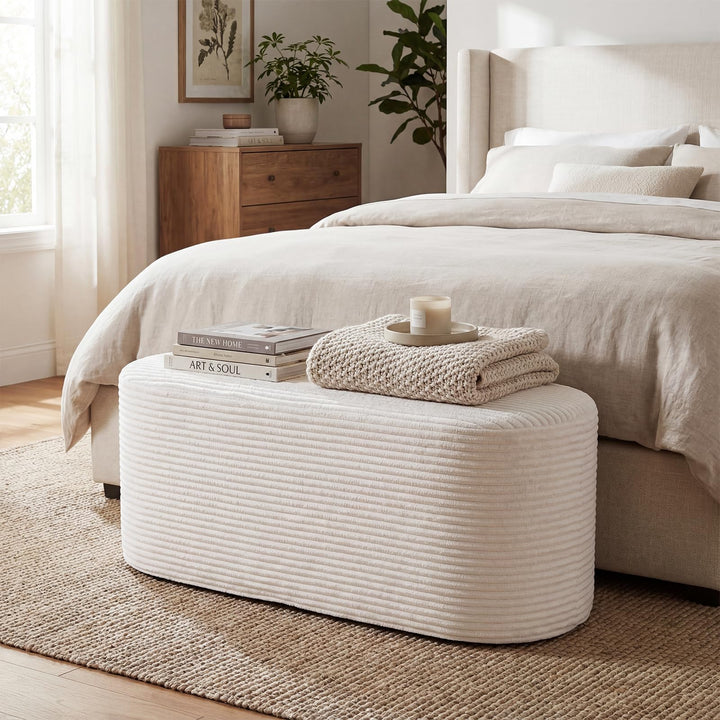 Giantex 47" Plush Corduroy End of Bed Bench with High-Density Sponge