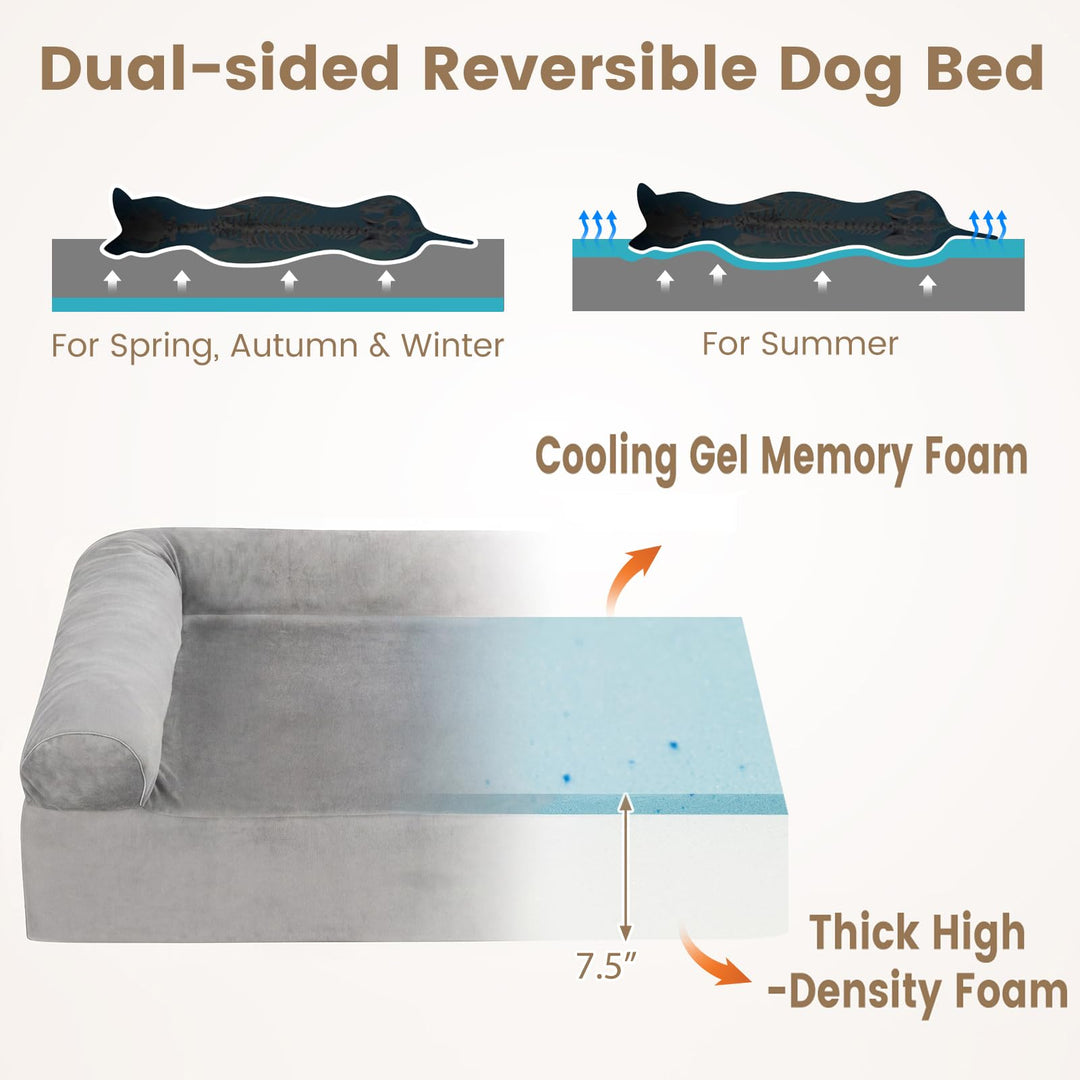 Giantex Cooling Gel Memory Foam Dog Bed for Medium Dogs with Washable Cover