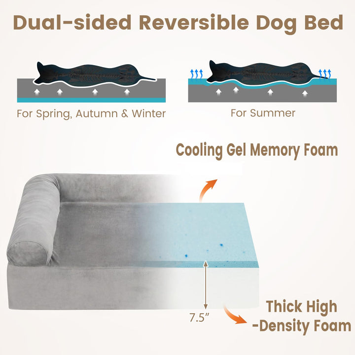 Giantex Cooling Gel Memory Foam Dog Bed for Medium Dogs with Washable Cover