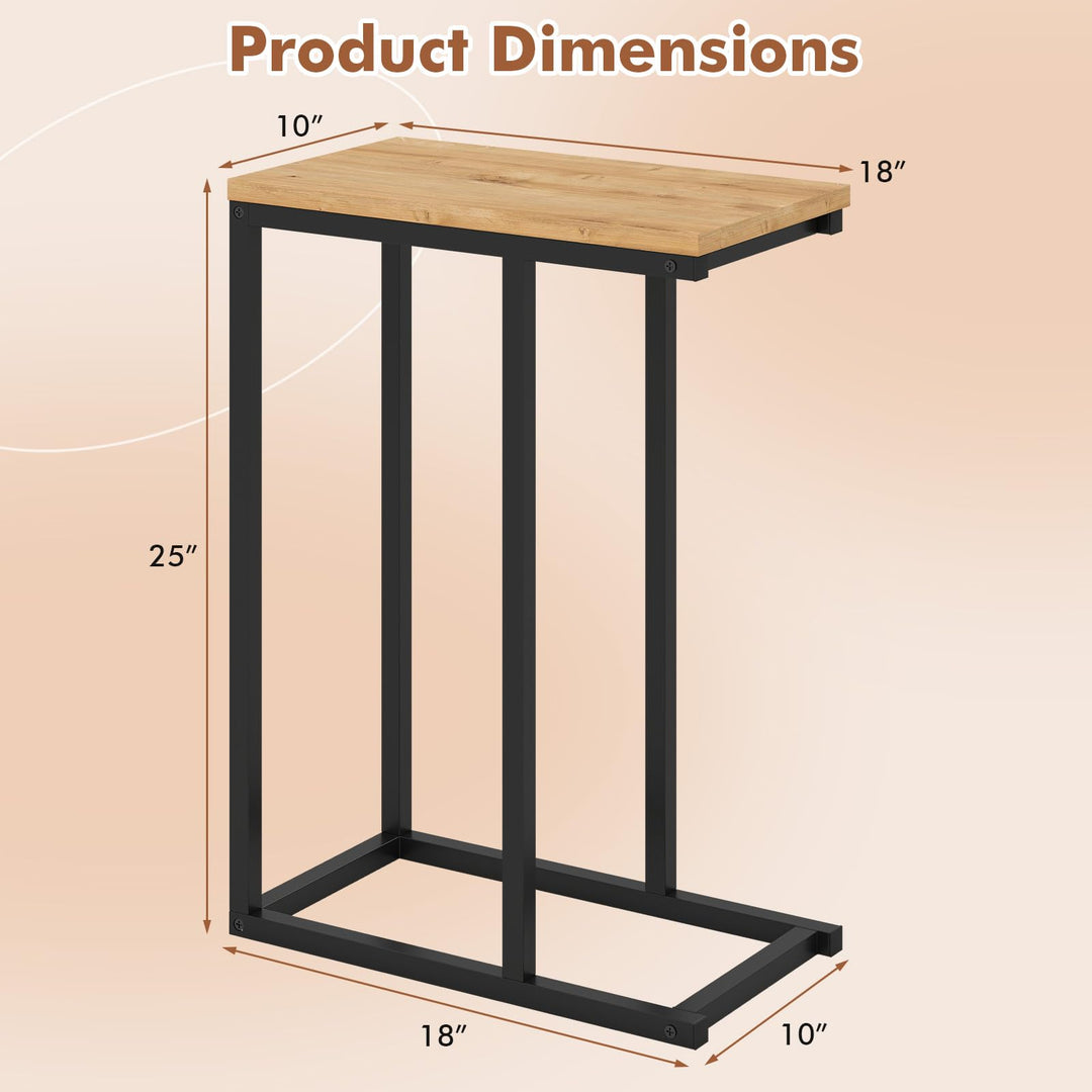 Giantex Small Sofa Couch Side Table That Slide Under with Metal Frame &amp; Spacious Tabletop