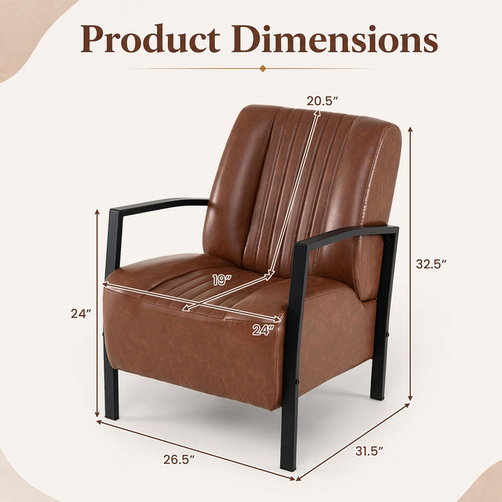 Giantex PU Leather Upholstered Armchair with Padded Seat &amp; Back (1/2)