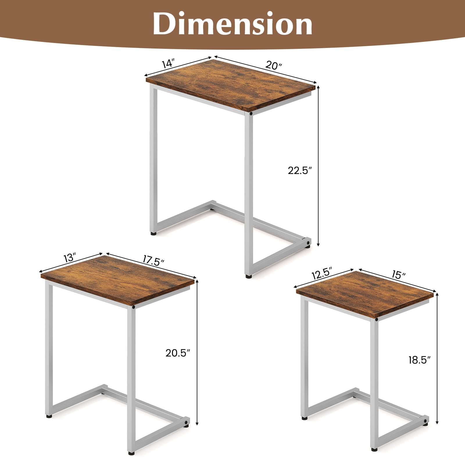 Giantex Nesting Coffee Table Set of 3