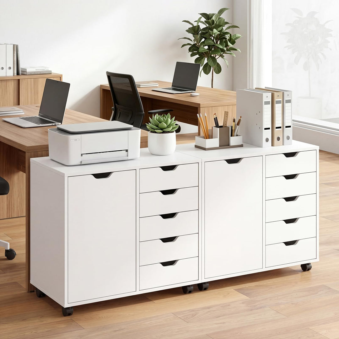 Giantex 5 Drawer Storage Cabinet on Wheels with Adjustable Shelf