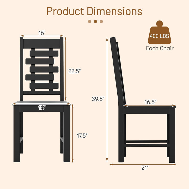 Giantex Wooden Dining Chairs Set 100% Solid Rubber Wood Kitchen Chair with High & Tilted Backrest