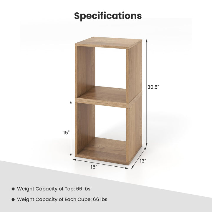Giantex 2 Cube Bookshelf Organizer, 2-Tier Stackable Cube Storage Organizer