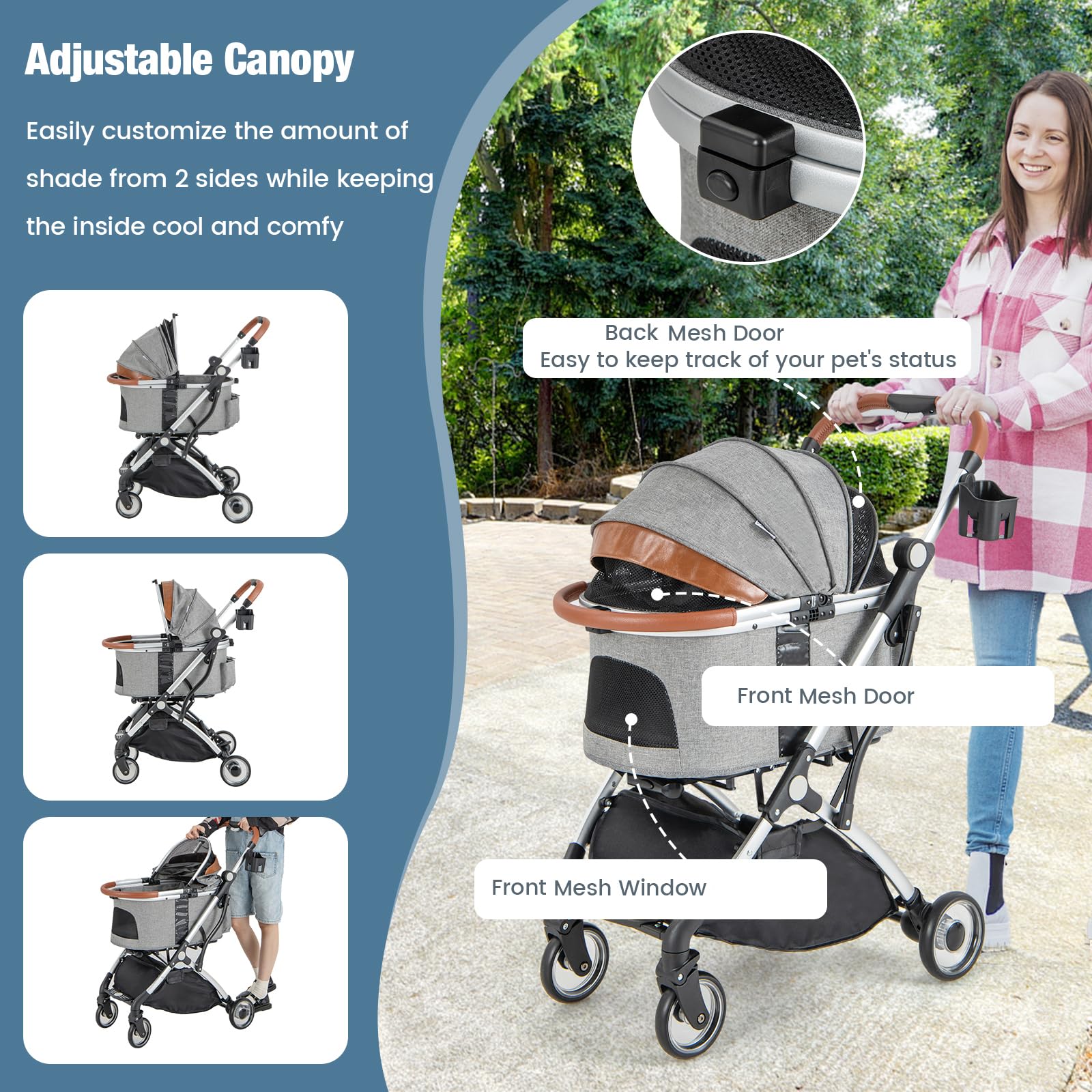 Giantex Dog Stroller with Detachable Cat Carrier