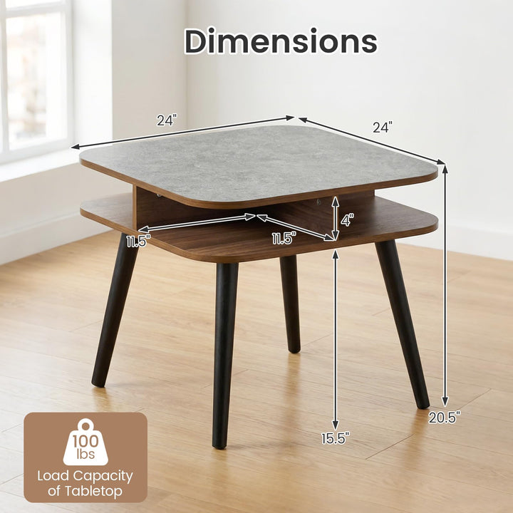 Giantex 2-Tier Faux Marble End Table Set of 1/2