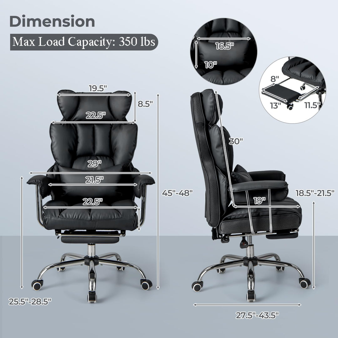 Giantex Office Desk Chair, High Back Executive Office Chair with Foot Rest and Lumbar Support
