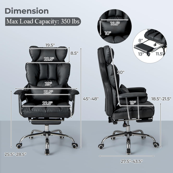 Giantex Office Desk Chair, High Back Executive Office Chair with Foot Rest and Lumbar Support