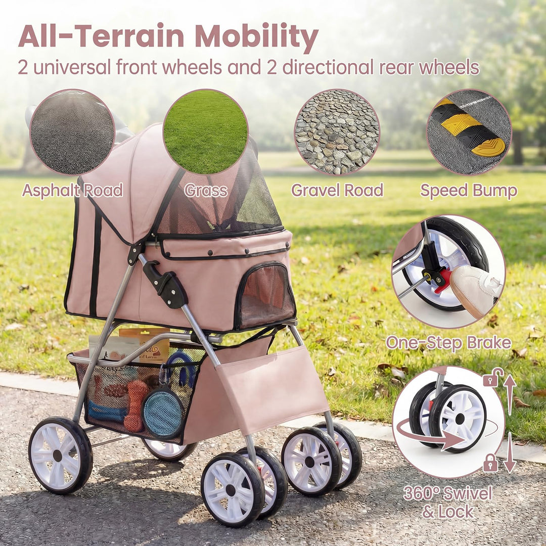 Giantex Foldable Pet Stroller for Small Dogs &amp; Cats