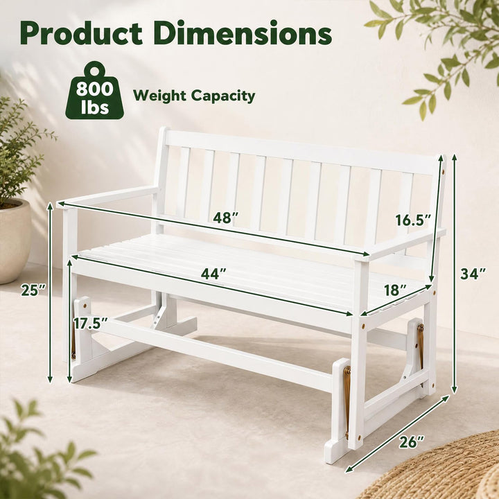 GIANTEX 2-Person Acacia Wood Outdoor Glider Bench with Load 800 LBS
