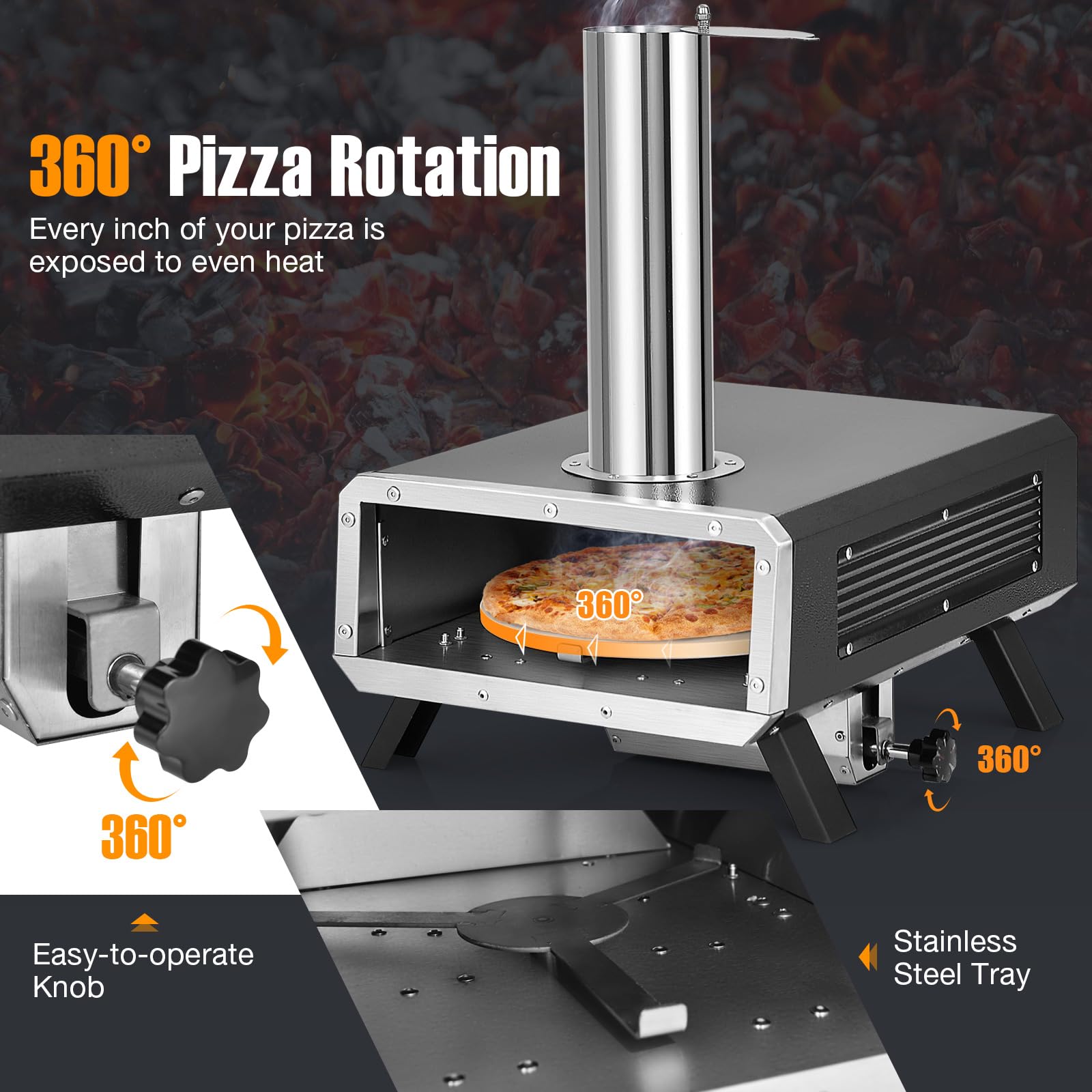 Giantex Pizza Oven Outdoor - 360° Rotating Pizza Stone