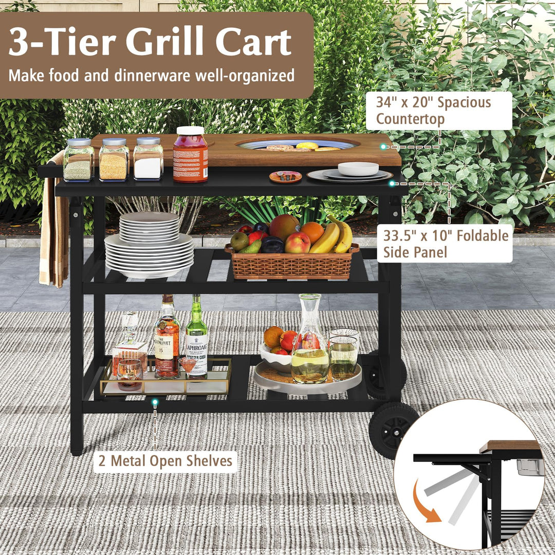 Giantex Outdoor Grill Cart with Korean BBQ Charcoal Grill