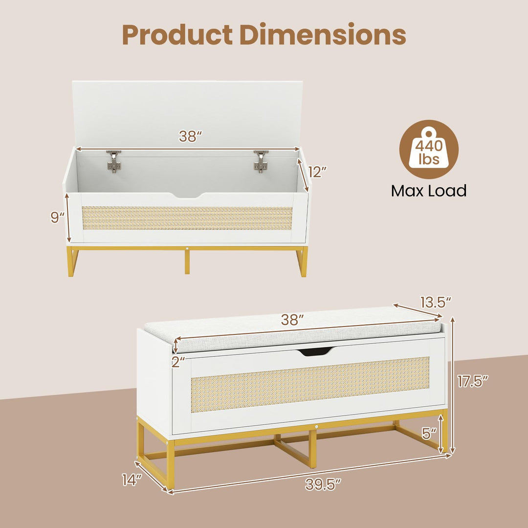 Giantex Flip-Top Entryway Bench with Removable Padded Seat &amp; Hidden Storage