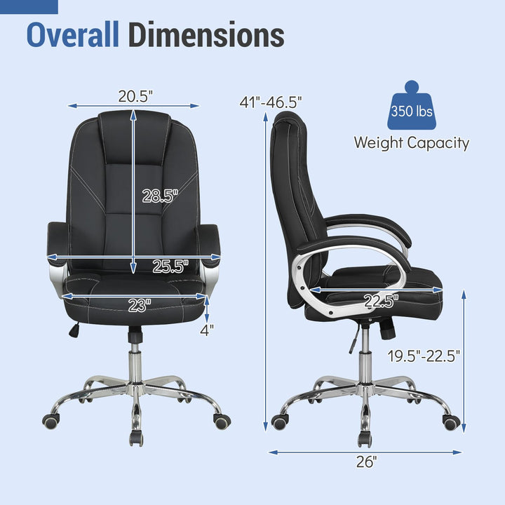 Giantex Leather Office Chair with Padded Armrests &amp; Rocking Backrest