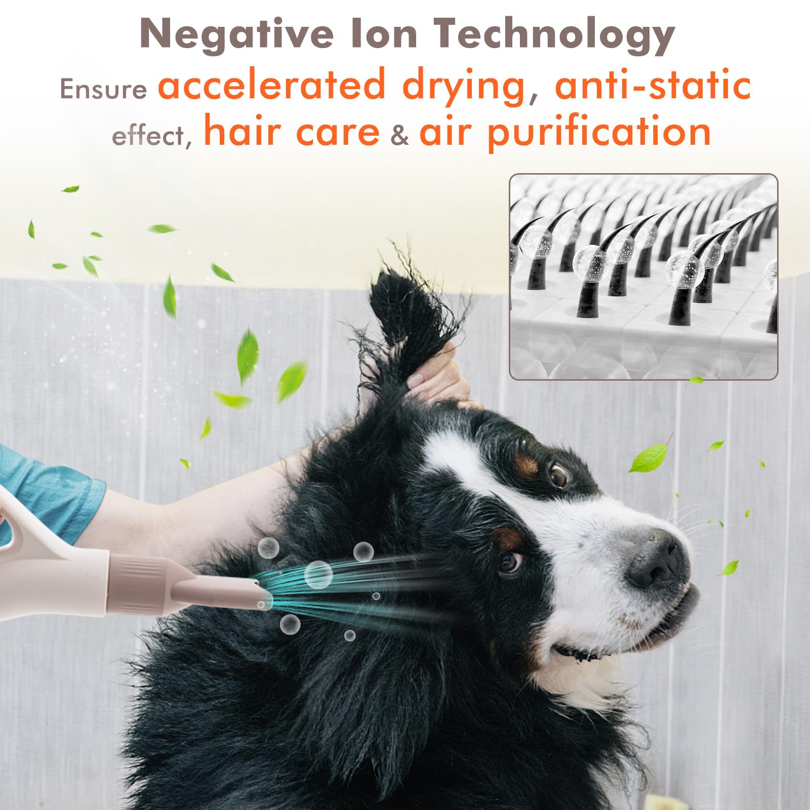Giantex Dog Dryer, Dog Hair Dryer with Adjustable Air Speed and Temperature Control, 4 Nozzles, Negative Ion Function