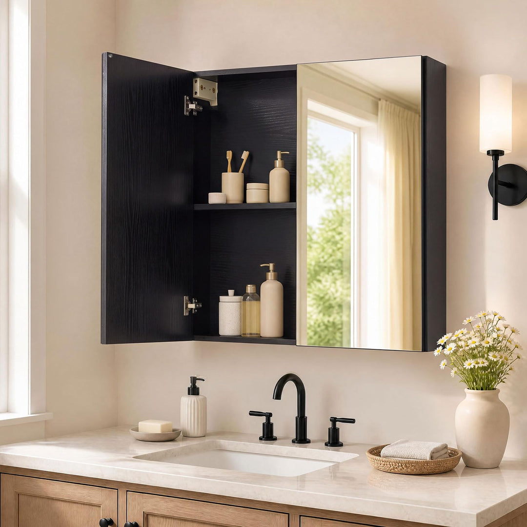 GIANTEX Bathroom Wall Cabinet with 2 Mirror Doors
