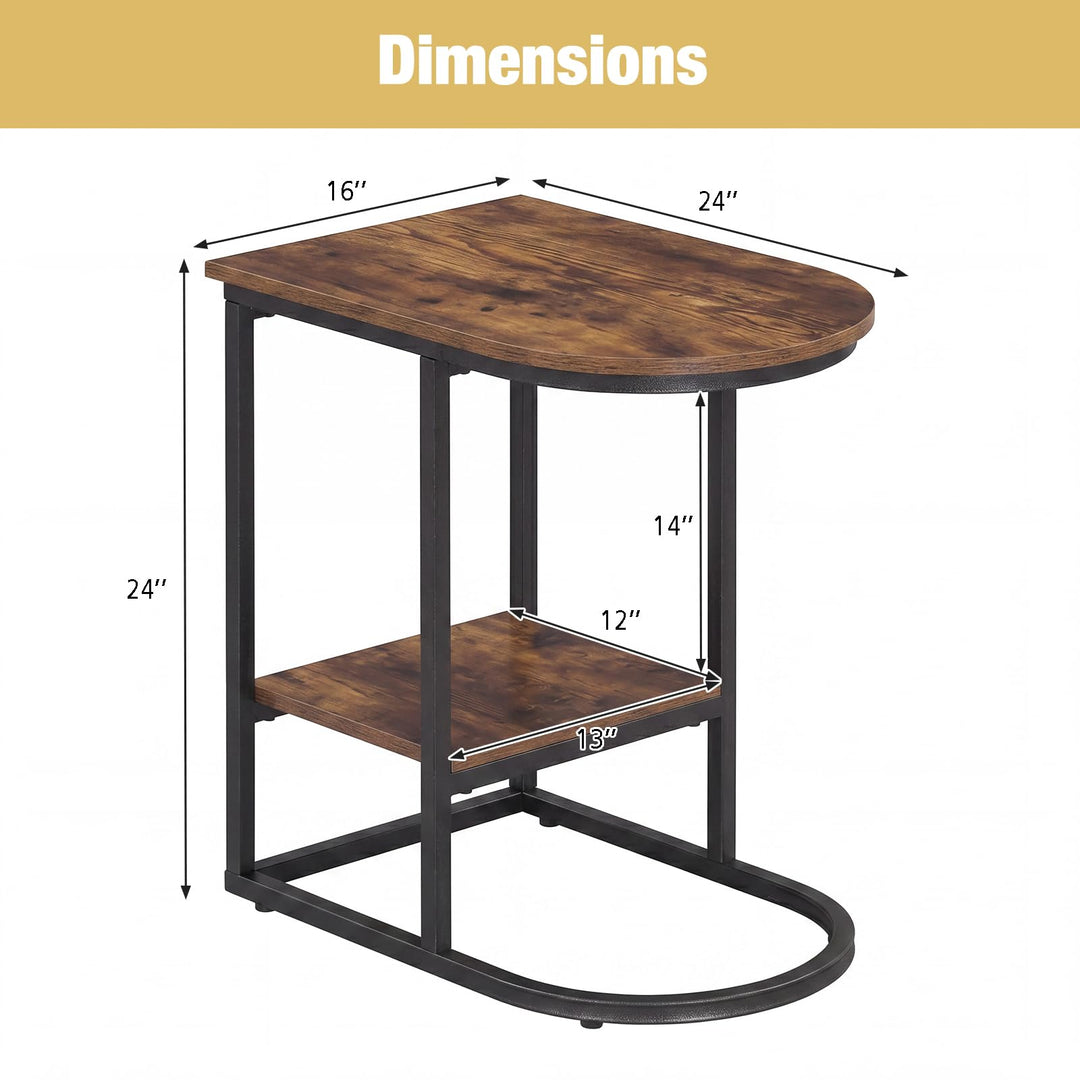 Giantex C Shaped End Table with Industrial Wood Tabletop (1/2)