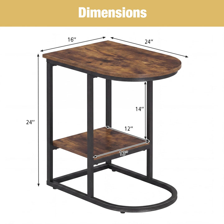 Giantex C Shaped End Table with Industrial Wood Tabletop (1/2)