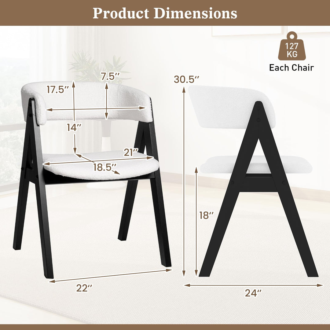 Giantex Wooden Dining Chairs Set of 2/4 Modern Sherpa Upholstered Kitchen Chair