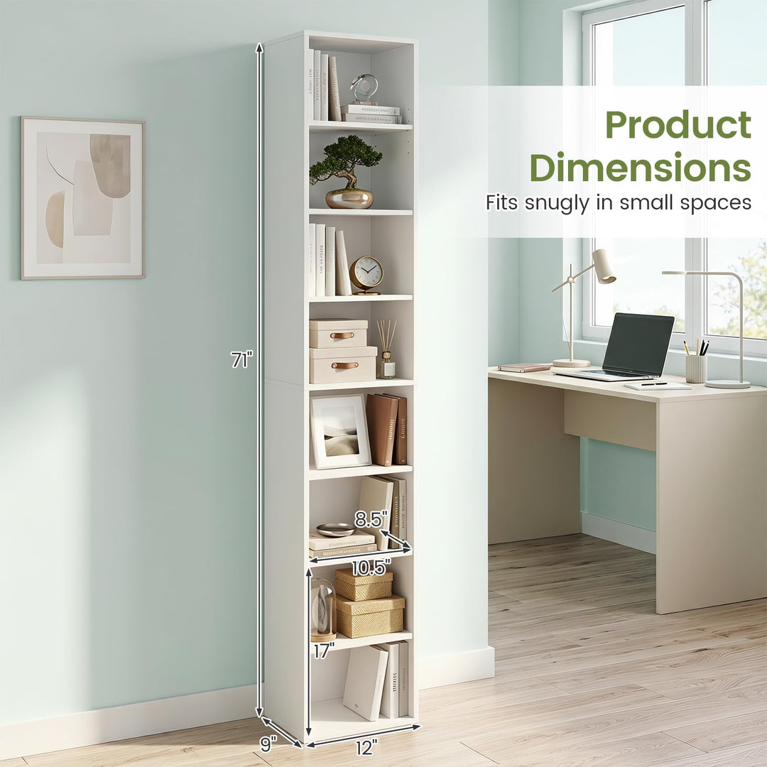Giantex 8-Tier Tall Narrow Media Tower Rack with 4 Adjustable Shelves (1/2)