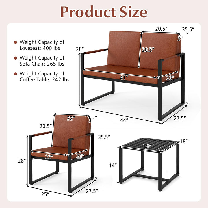 Giantex 5-Pieces Living Room PU Leather Upholstered Sofa Couch Set