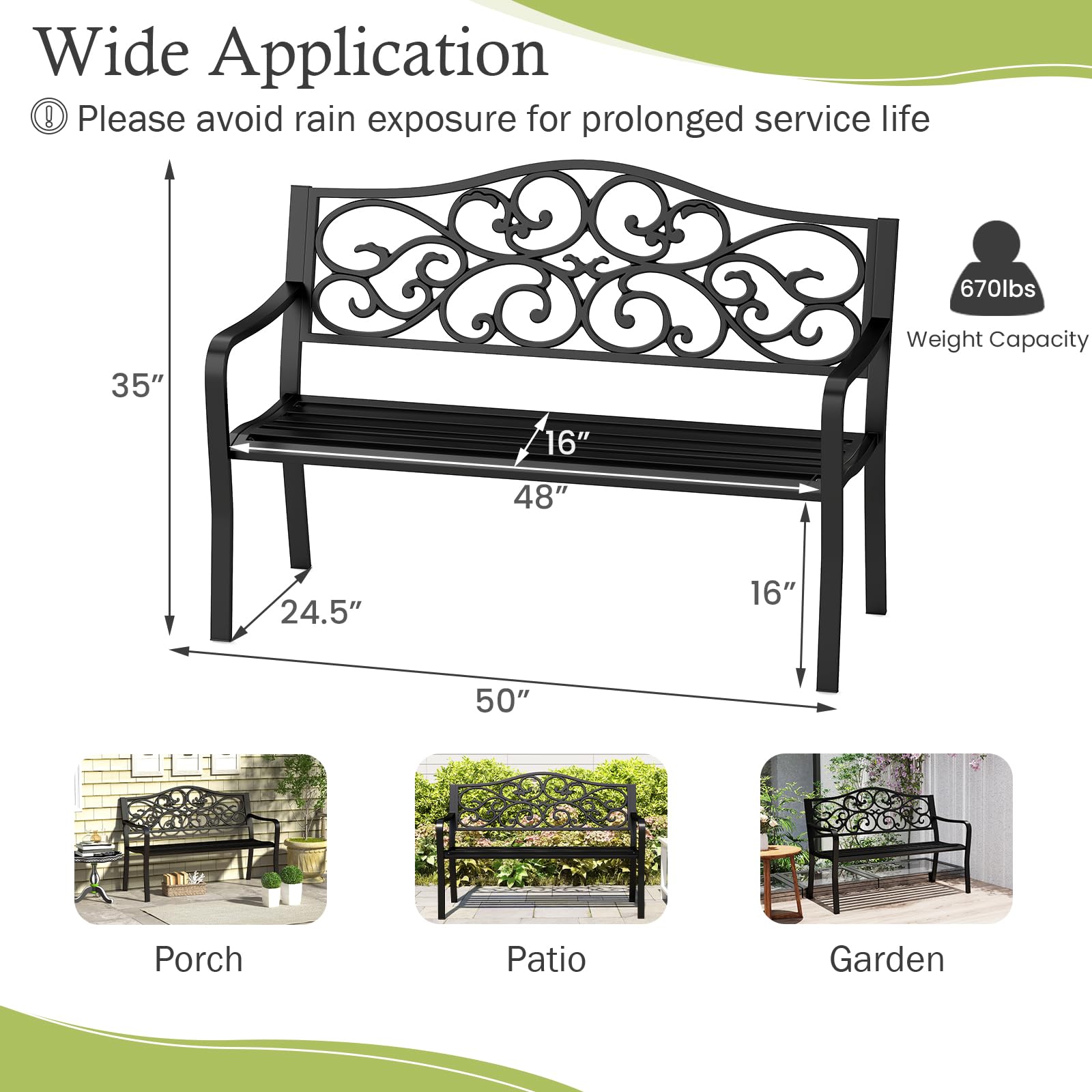 Giantex Outdoor Bench with Floral Pattern