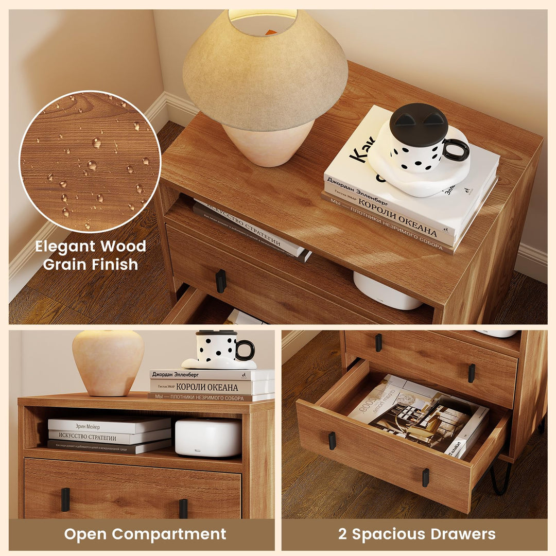 Giantex Night Stand with 2 Drawers for Bedroom Home Office