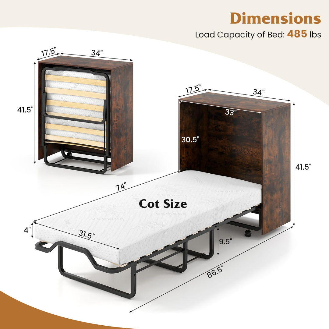 Giantex Murphy Bed Cabinet with Mattress Included