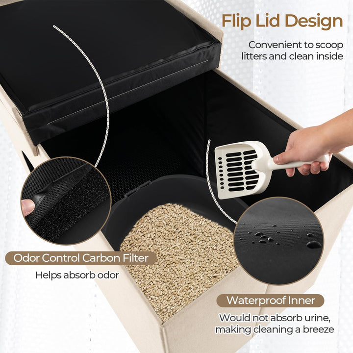 Giantex Cat Litter Box Enclosure - Hidden Cat Litter Box Furniture Ottoman