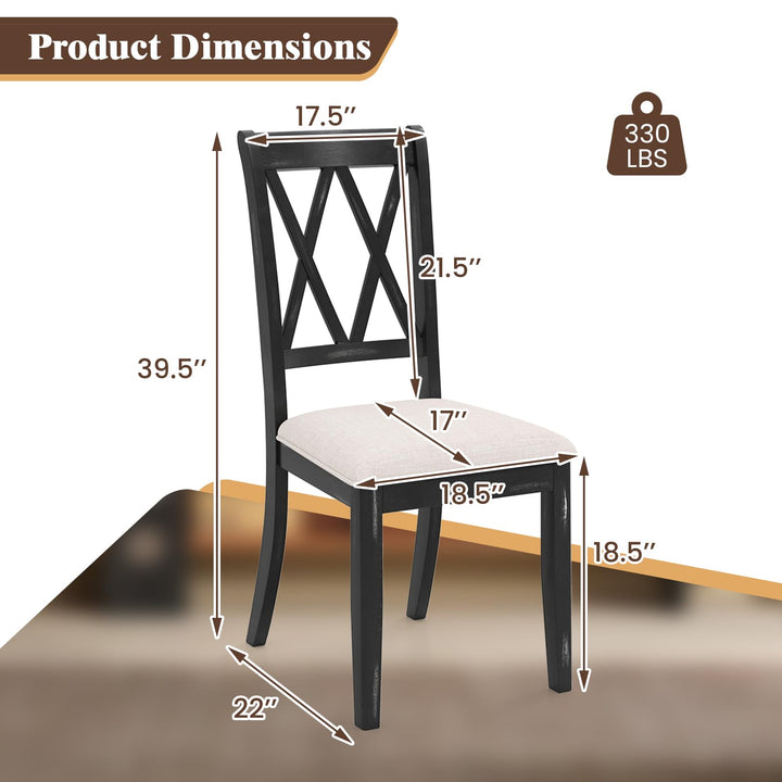 Giantex Wooden Dining Chairs Set of 2/4 Upholstered Kitchen Chair w/Distressed Rubber Wood Legs Curved Cross Back